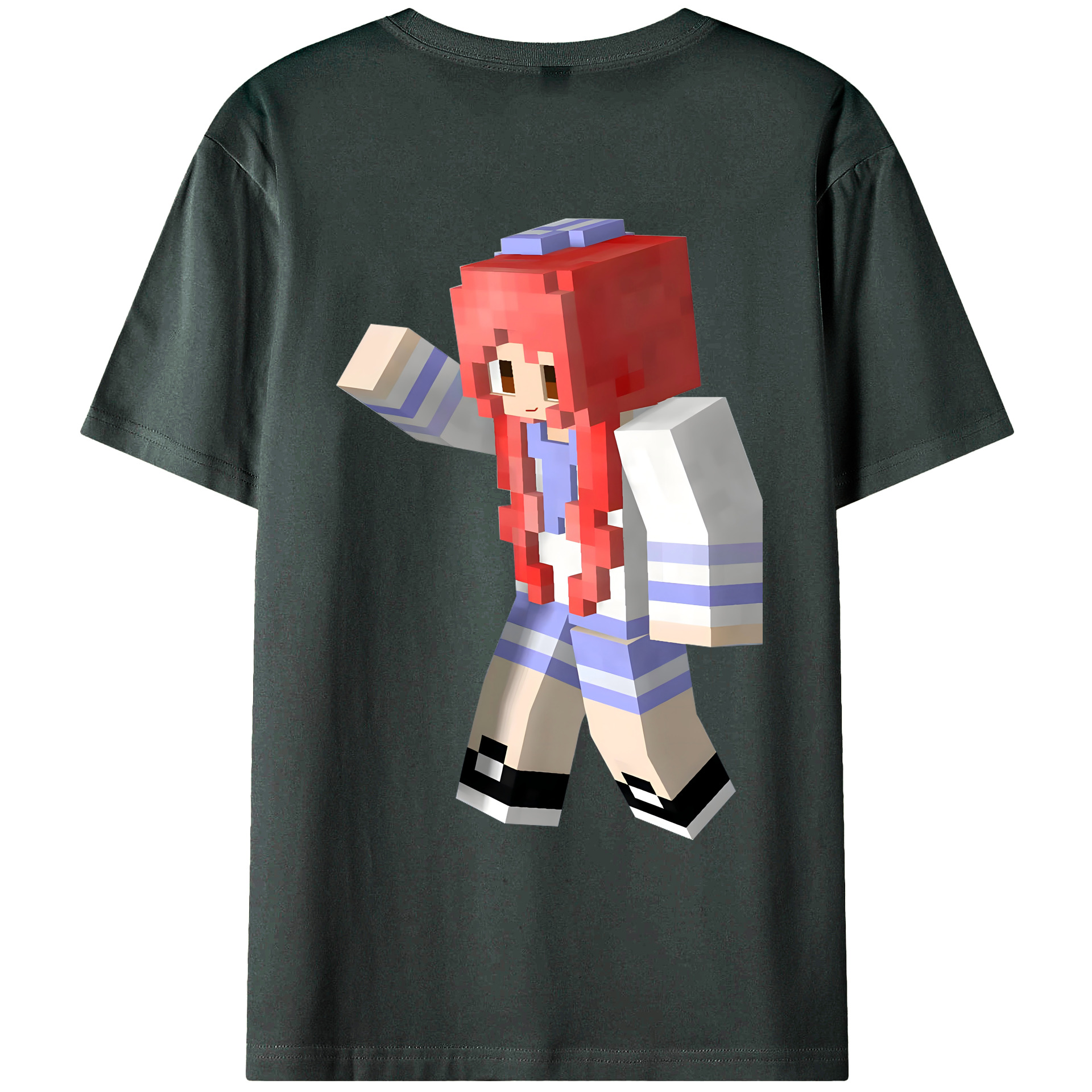 （画像用） マインクラフト ブロックの世界 Minecraft MC Block world 綿100％ メンズ半袖Tシャツ（バックプリント） 通気性